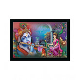 Generic Radha Krishna Painting with Synthetic Photo Frame (Multicolor)