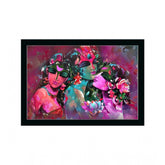 Generic Beautiful Radha Krishna Vinyl Sparkle Coated with Synthetic Fram (Multicolor)