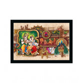 Generic Radha Krishna Painting with Synthetic Photo Frame (Multicolor)