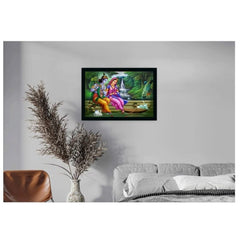 Generic Radha Krishna Painting with Synthetic Photo Frame (Multicolor)