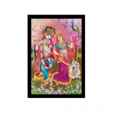 Generic Radha Krishna Painting with Synthetic Photo Frame (Multicolor)