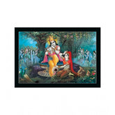 Generic Radha Krishna Painting with Synthetic Photo Frame (Multicolor)