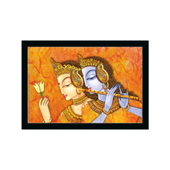 Generic Radha Krishna Painting with Synthetic Photo Frame (Multicolor)