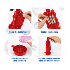 Generic Pack Of_2 Electric Gatling Bubble Gun with 8 Hole For Kids (Assorted)