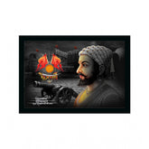Generic shivaji Maharaj Painting Vinyl Sparkle Coated with Synthetic Photo Frame (Multicolor)
