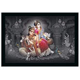 Generic Radha Krishna Painting Vinyl Sparkle Coated with Synthetic Photo Frame (Multicolor)