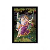 Generic Radha Krishna Painting with Synthetic Photo Frame (Multicolor)