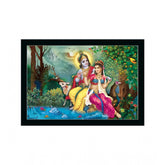Generic Radha Krishna Painting with Synthetic Photo Frame (Multicolor)