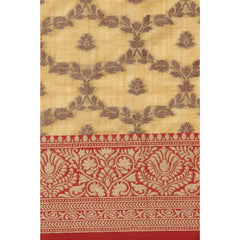 Generic Women's Chanderi Cotton Printed Saree With Unstitched Blouse (Yellow, 5-6 Mtrs)