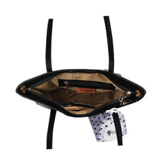 Generic Women's Polyurethane Textured, Croc Shoulder Bag (Black)