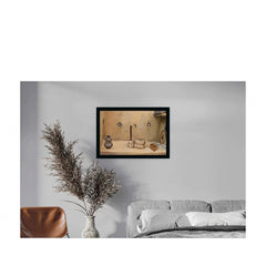 Generic Rajasthani Village Modern Art Painting with Synthetic Photo Frame (Multicolor)