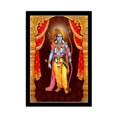 Generic Shree Ram Painting with Synthetic Photo Frame (Multicolor)