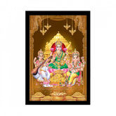 Generic Laxmi Ganesh Saraswati Painting with Synthetic Photo Frame (Multicolor)
