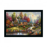 Generic Natural Scenery Painting with Synthetic Photo Frame (Multicolor)