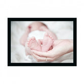 Generic Baby Photo Painting with Synthetic Photo Frame (Multicolor)