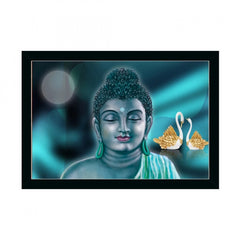 Generic Buddha Painting with Synthetic Photo Frame (Multicolor)