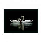 Generic Swan Pair Painting with Synthetic Photo Frame (Multicolor)