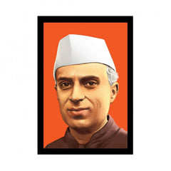 Generic Jawaharlal Nehru Painting with Synthetic Photo Frame (Multicolor)