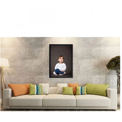 Generic Baby Photo Painting with Synthetic Photo Frame (Multicolor)
