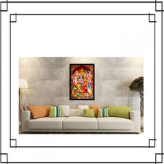 Generic Shree Ram Painting with Synthetic Photo Frame (Multicolor)
