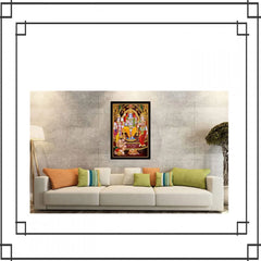 Generic Shree Ram Painting with Synthetic Photo Frame (Multicolor)
