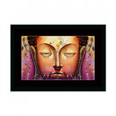 Generic Buddha Painting with Synthetic Photo Frame (Multicolor)