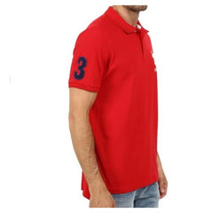 Generic Men's Casual Half sleeve Solid Cotton Polo Neck T-shirt (Red)