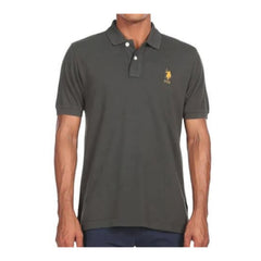 Generic Men's Casual Half sleeve Solid Cotton Polo Neck T-shirt (Dark Grey)
