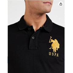 Generic Men's Casual Half sleeve Solid Cotton Polo Neck T-shirt (Black)