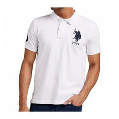 Generic Men's Casual Half sleeve Solid Cotton Polo Neck T-shirt (White)
