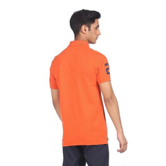 Generic Men's Casual Half sleeve Solid Cotton Polo Neck T-shirt (Orange)