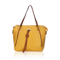 Generic Women's Faux Leather Textured Tote Bag (Yellow)