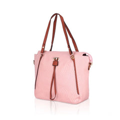 Generic Women's Faux Leather Textured Tote Bag (Pink)