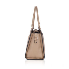 Generic Women's Faux Leather Textured Adjustable Long Belt Handbag (Khaki)