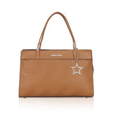 Generic Women's Faux Leather Textured Adjustable Long Belt Handbag (Brown)