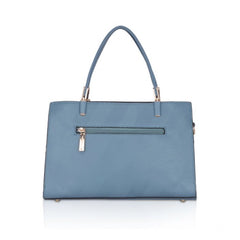 Generic Women's Faux Leather Textured Adjustable Long Belt Handbag (Blue)