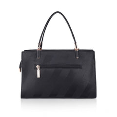 Generic Women's Faux Leather Textured Adjustable Long Belt Handbag (Black)