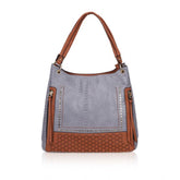 Generic Women's Faux Leather Textured Tote Bag (Blue)