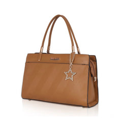 Generic Women's Faux Leather Textured Adjustable Long Belt Handbag (Brown)