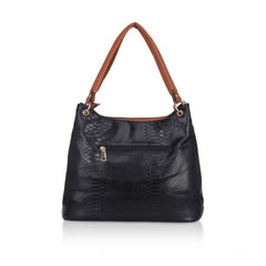 Generic Women's Faux Leather Textured Tote Bag (Black)