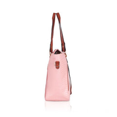 Generic Women's Faux Leather Textured Tote Bag (Pink)
