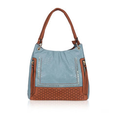 Generic Women's Faux Leather Textured Tote Bag (Grey)