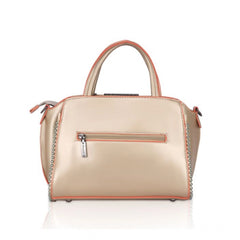 Generic Women's Faux Leather Metal Beads Handbag (Gold)