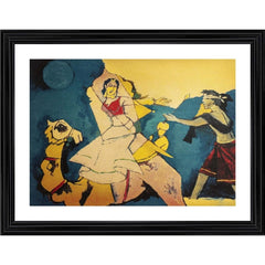 Generic Laila Majnu and Camel Painting With Wood Photo Frame (Multicolor)
