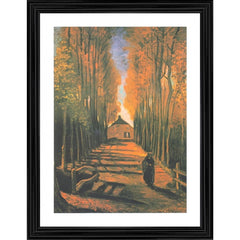 Generic Avenue of Poplars in Autumn 1884 Painting With Wood Photo Frame (Multicolor)