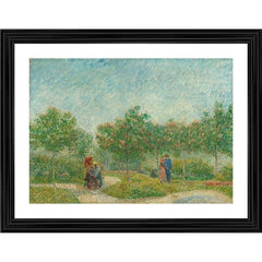Generic Garden with Courting Couples 1887 Painting With Wood Photo Frame (Multicolor)