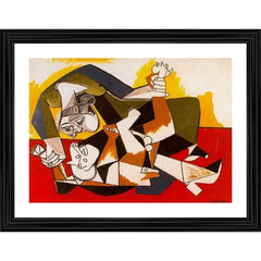 Generic Woman with a Dog 1955 Painting With Wood Photo Frame (Multicolor)