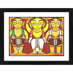 Generic Three Musicians 2 Painting With Wood Photo Frame (Multicolor)
