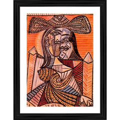 Generic Seated Woman 1938 Painting With Wood Photo Frame (Multicolor)