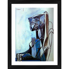 Generic Portrait of Sylvette 1954 Painting With Wood Photo Frame (Multicolor)